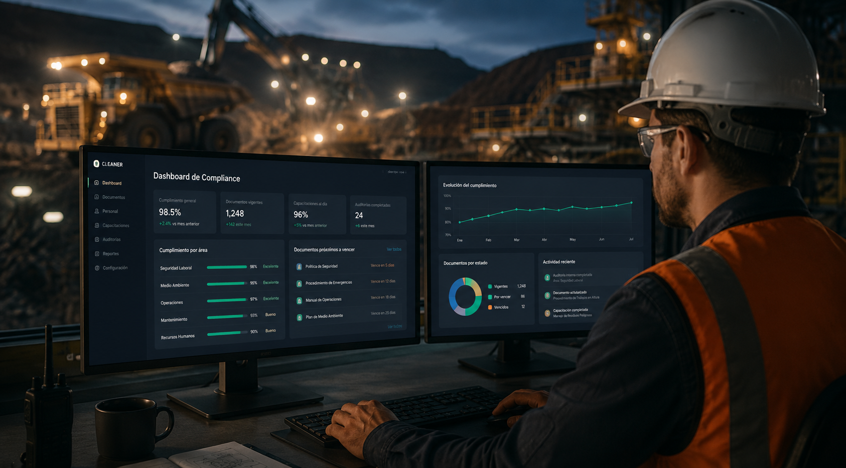 Mining compliance dashboard in operation